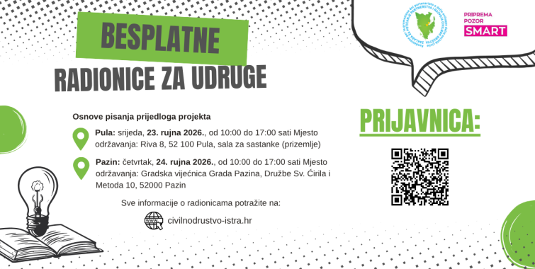 Poziv na besplatne radionice za udruge