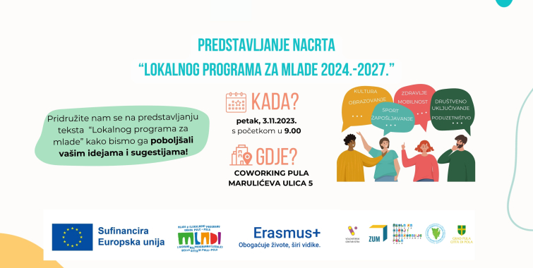 Pridružite nam se na događaju i svojim sugestijama unaprijedite “Lokalni program za mlade Grada Pula-Pola 2024.-2027.”