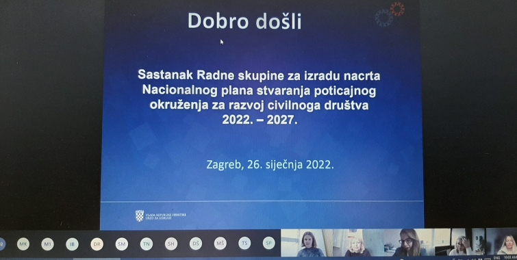 Krenula s radom Radna skupina za izradu nacrta Nacionalne strategije stvaranja poticajnog okruženja za razvoj civilnoga društva 2021. – 2027.
